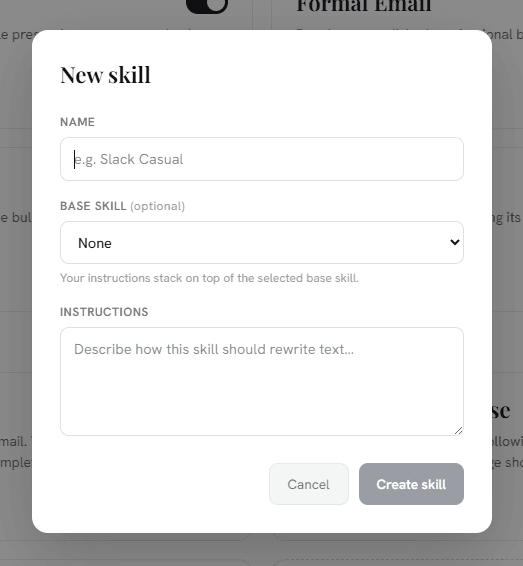 Create a new skill